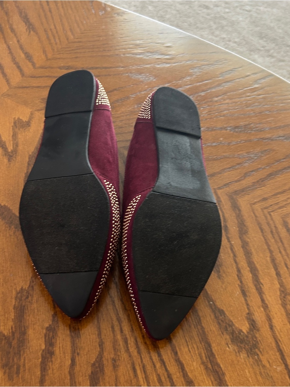 FOREVER 21 Burgundy Studded Ballet Flats - Picture 4 of 10